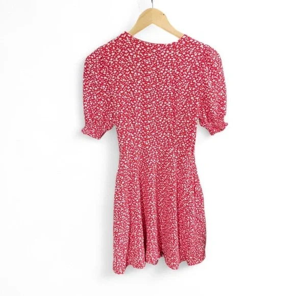 Banana Republic Red Floral Wrap Dress Size 2 - Picture 3 of 6